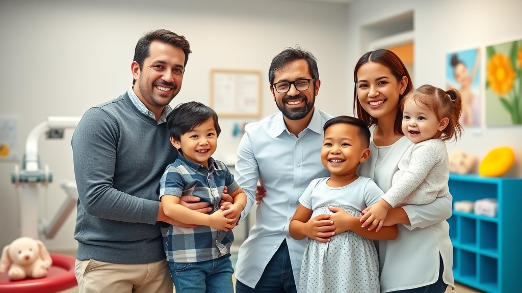 Happy family visits a pediatric chiropractor for holistic child wellness care.