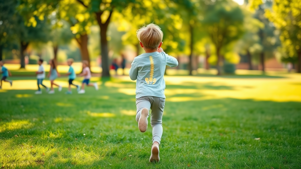 Energetic child playing outside, illustrating benefits of pediatric chiropractic care.
