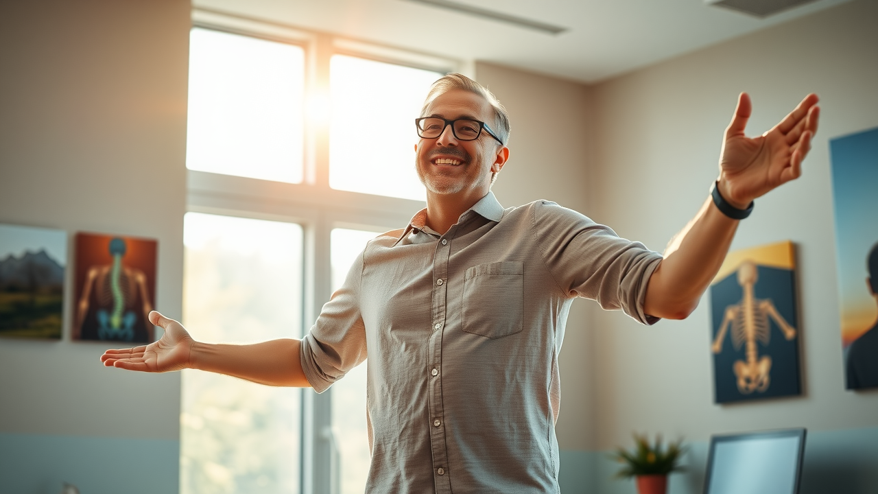 Confident man showcasing improved posture after nucca chiropractic care