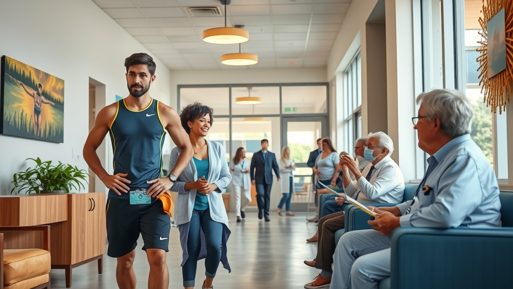 Busy Rockford chiropractic care clinic showing patients of all ages and backgrounds.