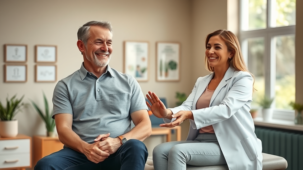 Chiropractor caring for patient in Rockford clinic with gentle hands and warm environment.