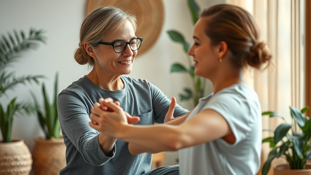 Holistic health care provider assists patient in calming therapy session